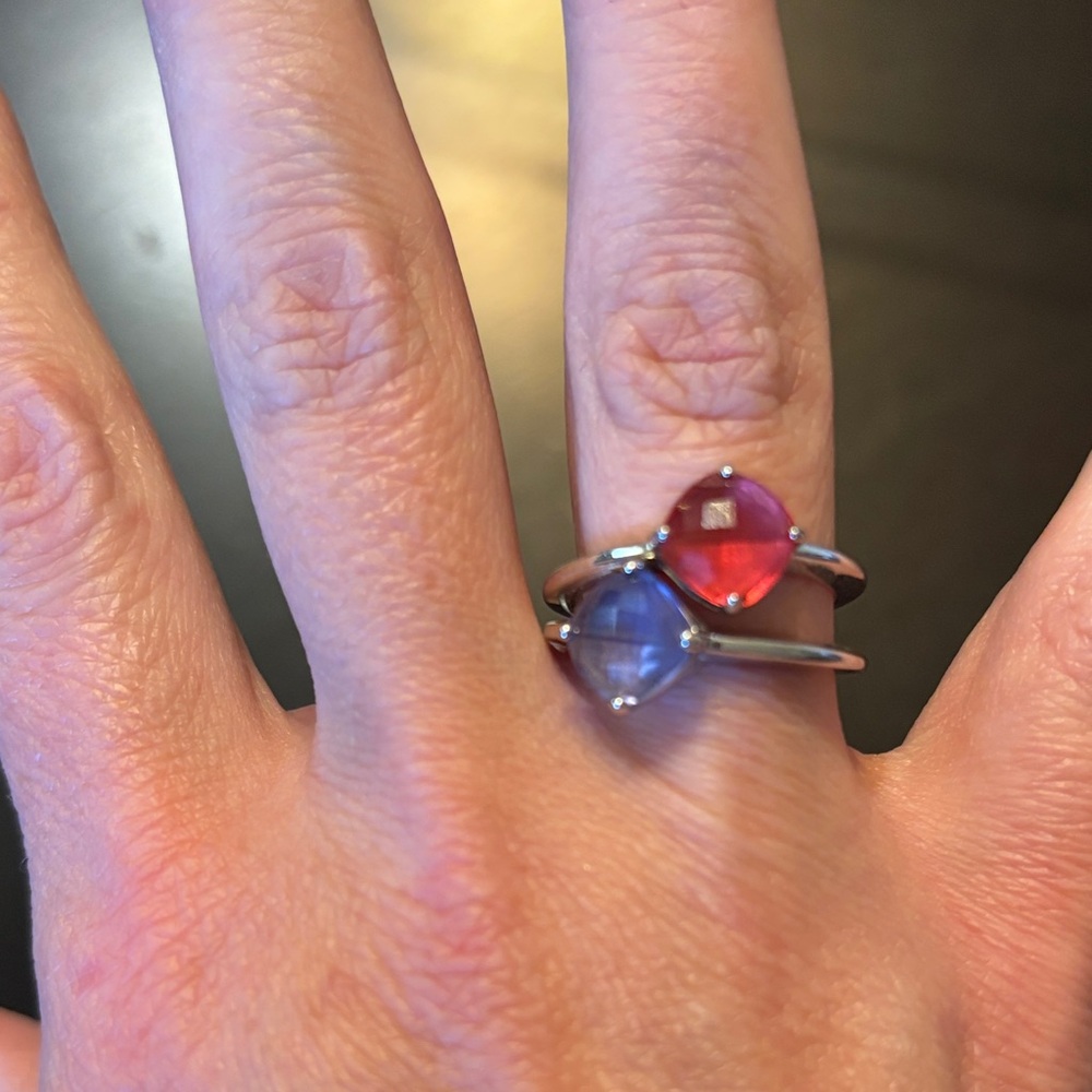 Elegant Swarovski pink and purple crystal ring set